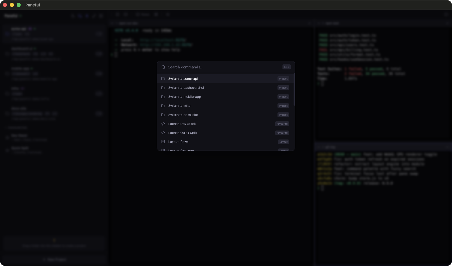 Paneful — multiple panes and git status
